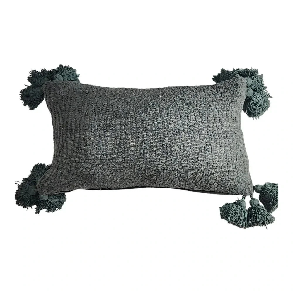 Nomad West Cozy Weave Chunky Knit Tassel Pillow Cover 14" x 24"